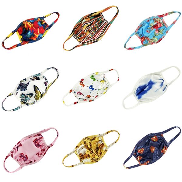 

in stock designer printed face mask 3 layer ear-loop dust mouth masks kids er 3-ply non-woven anti dust mask soft breathable outdo #833, Black