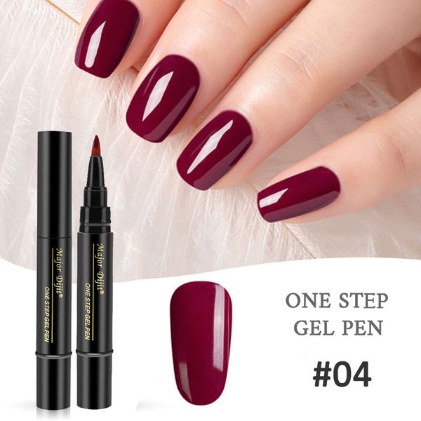 

1 pcs 3 in 1 one step gel varnish pen nail gel polish special design pencils cnt 66, Red;pink
