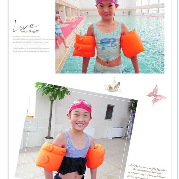 

2pcs kids swimming arm ring foldable pvc inflatable safety durable swimming arm band rings children float air sleeves circle