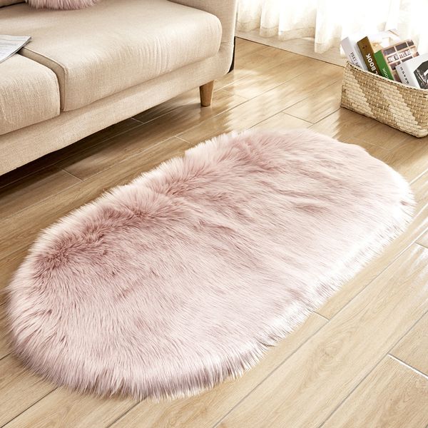 

fbc19011008 popular oval carpet for bedroom fur faux artificial floor mats sheepskin carpet washable fluffy rugs wool warm carpets 5pcs/lot
