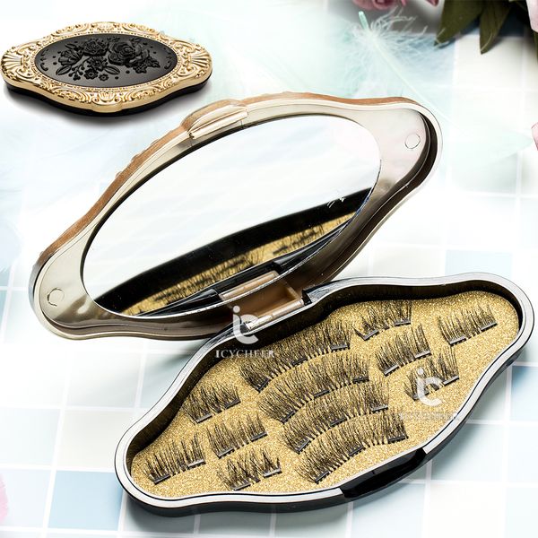 

makeup magnetic eyelashes (3 pairs/12pcs) dual triple magnet eye lashes 3d ultra thin reusable false eyelashes no glue