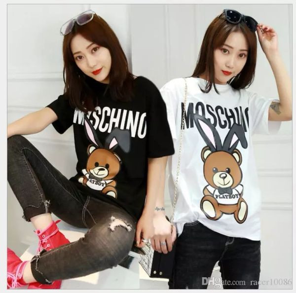 

черные белые пары New Tag Высокое качество печатных буквы женские футболки Streetwear Loose