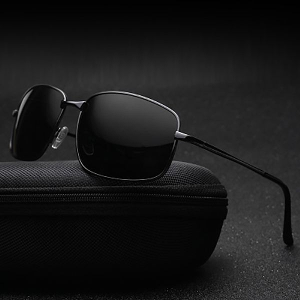 

men vintage polarized sunglasses square retro brand designer driving eyewear metal sun glasses shades uv400 gafas de sol hombre, White;black