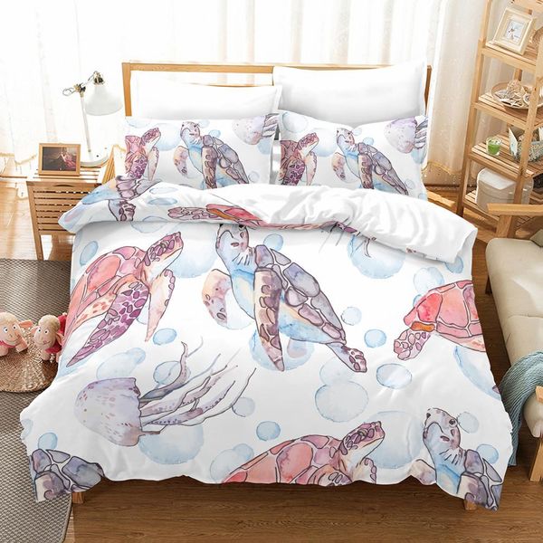 Pink Turtle Duvet Cover Set 2019 Sale Microfiber Fabric Printed