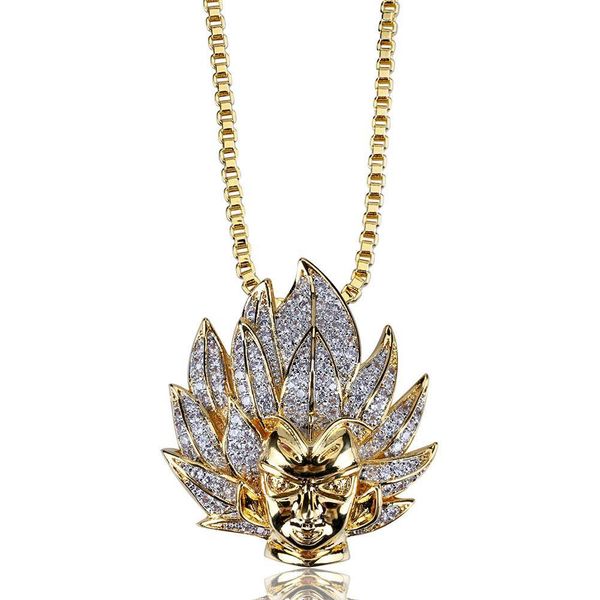 

anime super saiyan goku pendant necklace cool hip hop bling bling ice out jewelry for men gift ing, Silver