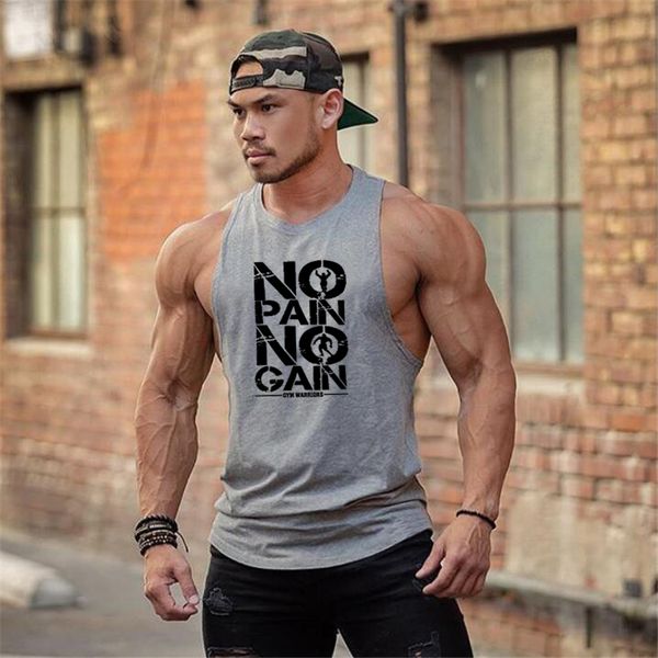

brand clothing no pain no gain gyms stringer tank men bodybuilding tanksinglet fitness sleeveless vest muscle undershirt, White;black