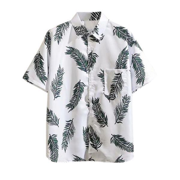 

men's hawaiian print shirt short sleeve daily single-breasted 2020 simple stylish vacation casual sport fashion lapel shirt, White;black