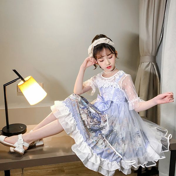

2-12yrs big girl summer lolita dress kids tulle dress birthday dresses girls fairy clothes kids dresses for girls loli clothing, Red;yellow