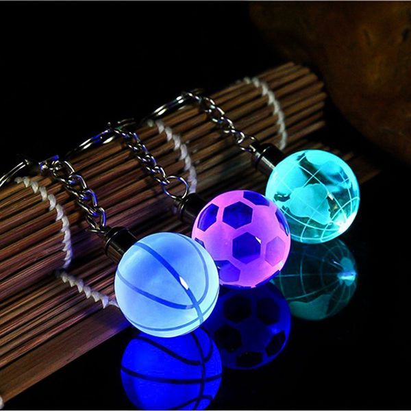 

key chain новые светодиодные световая брелок красочный 3d глобус кристалл подвеска автомобиля брелок футбол баскетбол earth keyring подарки, Silver