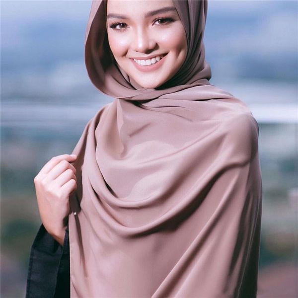 

65*175cm muslim women silk feeling scarf hijab femme musulman headscarf islamic satin turban headwrap turkish scarves, Red