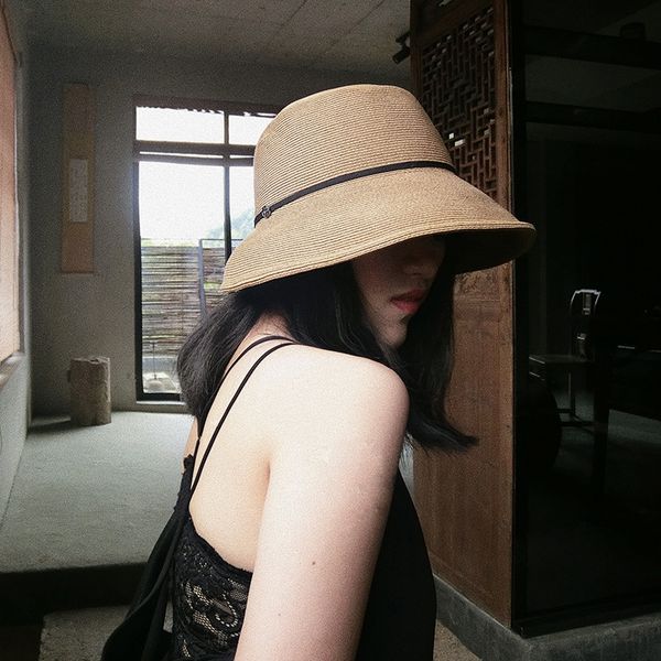 

uvill good bucket bucket basin fisherman quality niche japanese style simple elegant wide brim sun very fine straw plaited fisherman hat bas, Blue;gray