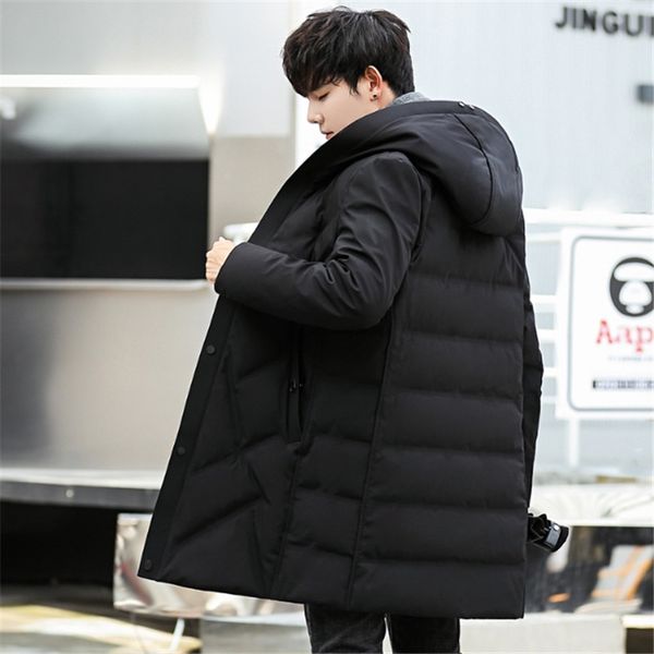 

male wind-proof winter clothing down outwear male thick down coat fashion puffer jacket black hooded long duck parkas