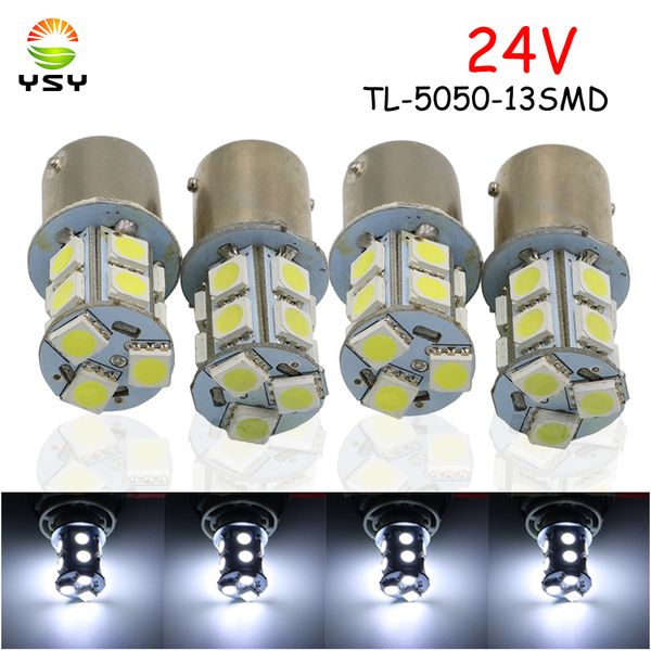 

ysy 50pcs 1156 ba15s 1157 bay15d 13smd 13led p21w brake parking turn rear tail signal light auto led car bulb 24v white