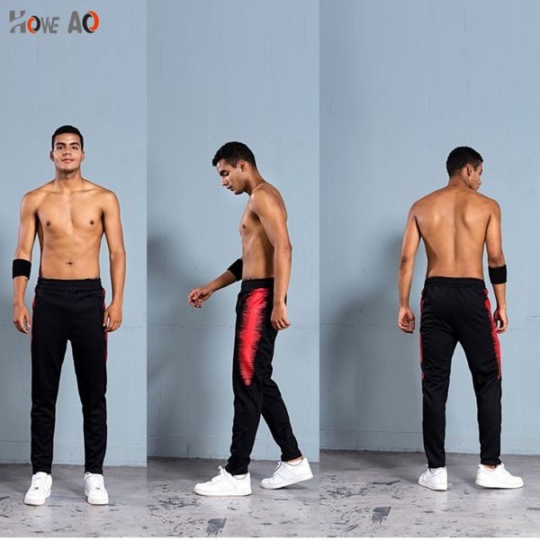

howe ao men soccer pants slim skinny sports training running pants men's tracksuit football fitness trousers leg pant, Black;blue