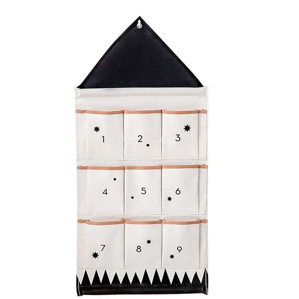 

9 pockets calendar storage bag wall hanging alphanumeric canvas sack bags ins nordic children room organizer home decor