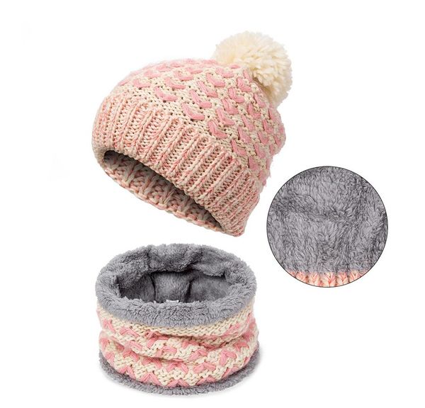 

fashion winter women hat scarf suit for girls cotton knitted female hats scarf set thick warmer ladies hats scarves women caps, Blue;gray