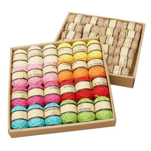 

10m/roll colorful jute string rope cord for artworks crafts gift wrapping, Black;white