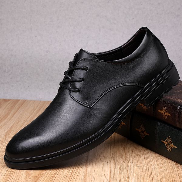 

new fashion oxford business shoes men's casual shoes genuine leather soft casual breathable men's flats %sh1903, Black