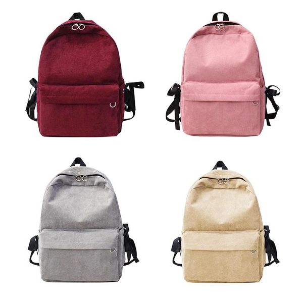 

preppy style soft fabric backpack female corduroy design school backpack for teenage girls striped women