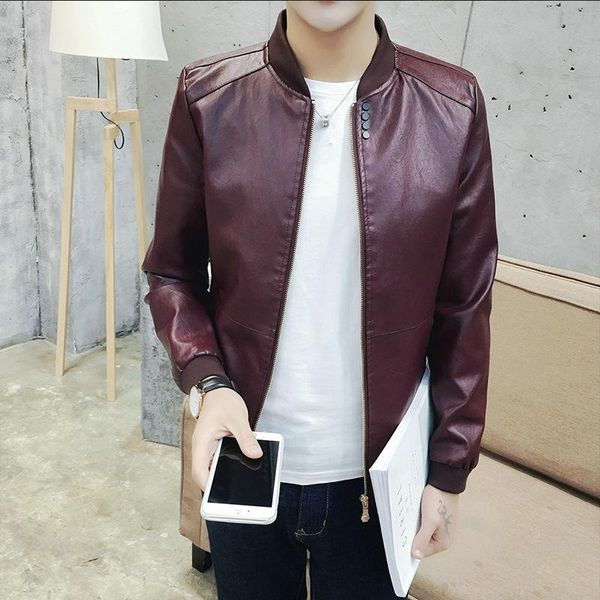 

2019 горячий новых людей конструктора кожаные куртки кожаные куртки весна осень новый британский стиль кожаные куртки мотоцикла куртка m-3xl, Black