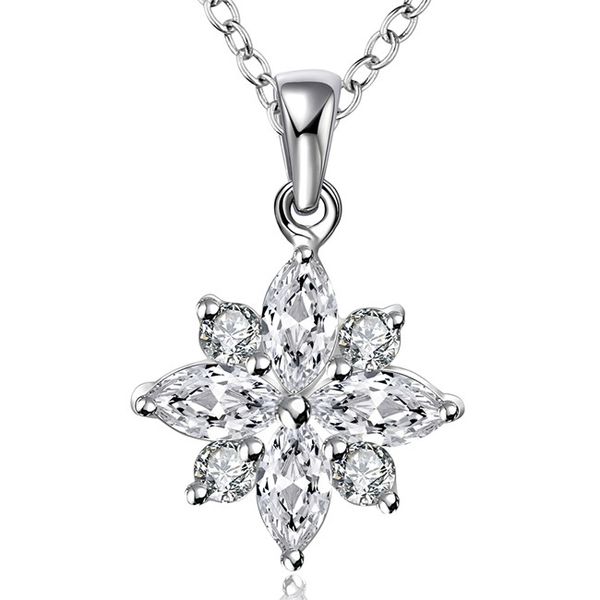 

plated sterling silver necklace 18 inches flower shape zircon pendant necklace dhsn581 925 silver plate pendant necklaces jewelry