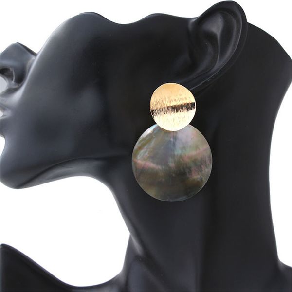 

bohemia fashion round shell drop dangle earrings metal geometric earrings for women gilrs ladies statement jewelry jewelry gift, Silver