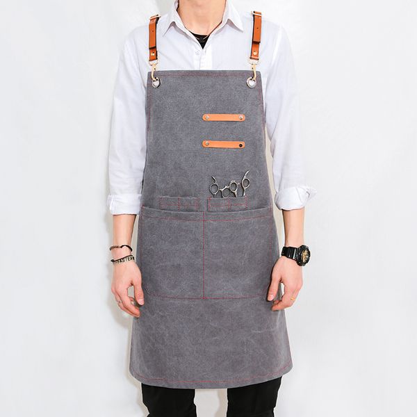 

denim apron logo custom flower shop hairdresser apron barista shop restaurant bar men and women overalls