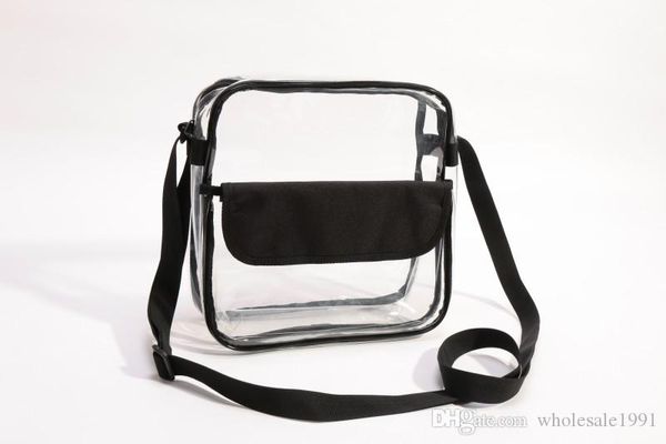 

clear purse nfl stadium approved bag+ patch with zipper and shoulder strap, Black;white