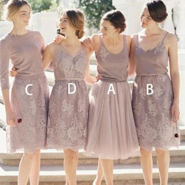 

2019 mismatched custom short lace purple bridesmaid dresses online different styles same color party homecoming dresses evening gown, White;pink