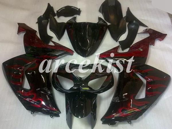 

новый abs мотоцикл полный комплект обтекатели, пригодный для kawasaki ninja zx-10r 2006 2007 06 07 body набор пользовательских red flame
