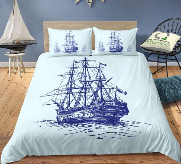 Bomcom 3d Digital Printing Medieval Wooden Tall Ship Hand Drawn Bedding Set Duvet Cover Sets All Sizes 100 Microfiber King Size Comforters Boys