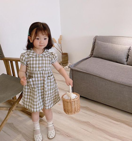 

2020 новые девушки клетчатое платье лето хлопок мода девушки платья 1-6 лет hv31, Red;yellow