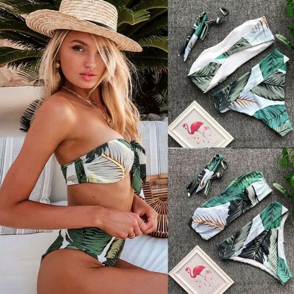 

fresh tree print women bikini thong bottom high waist swimwear beachwear swimset