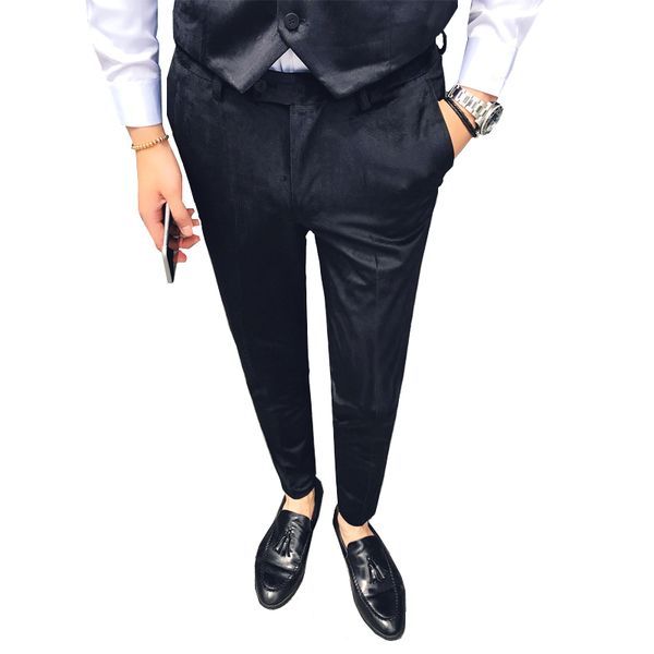

corduroy fabric mens dress pants black and grey trousers men slim design size 29 30 31 32 33 34 35 men pant, White;black