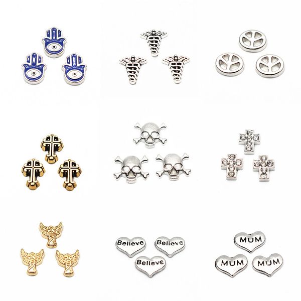 

10pcs/lot cross peace symbol tai ji floating charms living glass floating memory locket charms jewelry, Bronze;silver