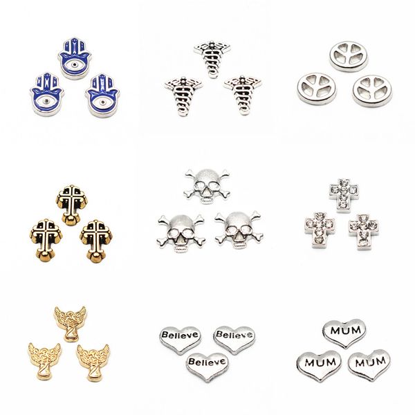 

10pcs/lot cross peace symbol tai ji floating charms living glass floating memory locket charms jewelry, Bronze;silver