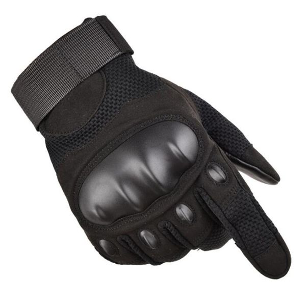 

men hiking cycling anti-skid gloves touch screen full finger gloves hard knuckle tactical armed hunting, Black
