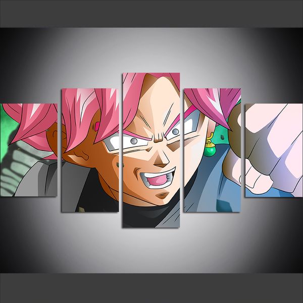 

5 piece large size canvas wall art pictures creative anime dragon ball super art print oil painting for living room