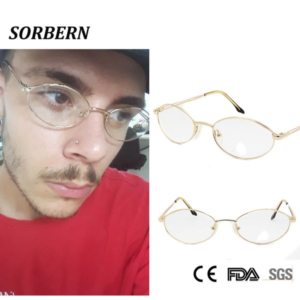 

women oval gold frame glasses men stainless steel optical frame full rim glasses spectacles eyeglasses oculos de grau feminino, Black
