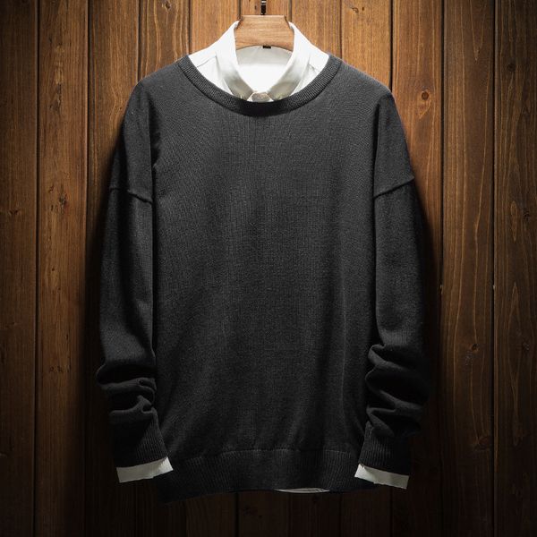 

mrmt 2019 brand autumn men's jackets sweater pure color round neck sweater for male student, White;black