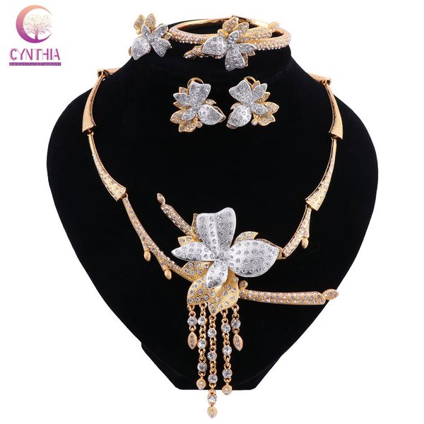 

cynthia dubai gold-color luxury jewelry sets brand nigerian women accessories wedding jewelry set fashion statement set, Silver