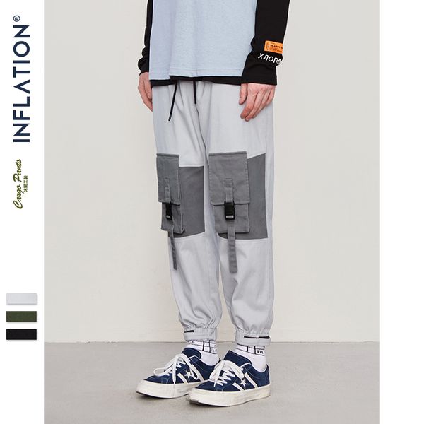 

мужская одежда уличная брюки-карго 2020 осень зима pantalon homme мода хип-хоп мужские брюки мульти-карманы 93301w, Black