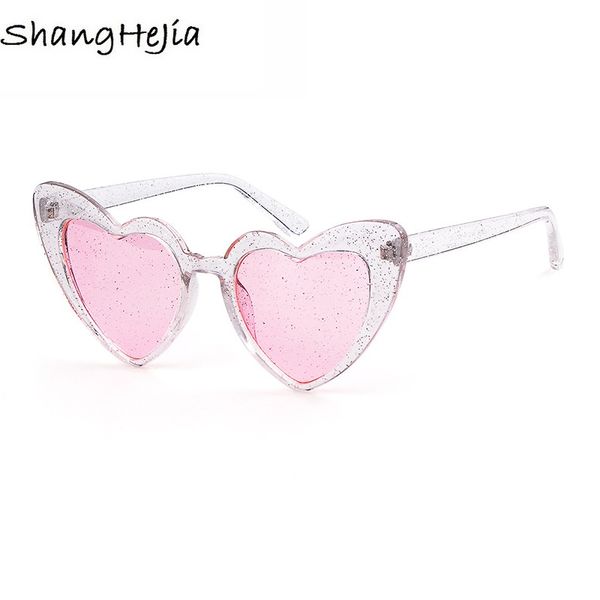 

2018 new fashion love heart sunglasses women glitter lenses eyewear candy colorful classic crystal frame kurt cobain uv400, White;black