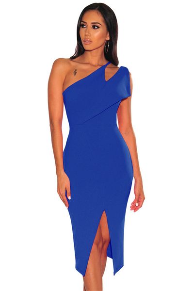 

одно плечо женщина конструктора платья sexy ladies pure color pencil платье узкие выдалбливают платья-футляр, White;black