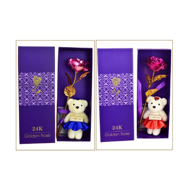 

artificial rose emulational flower valentine's day beautiful floral decor gold foil prop l colorful