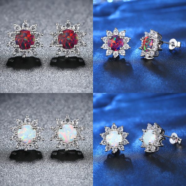 

round the sun flower ear nail earring women cross titanium steel bohemian earrings designer jewelry, Silver