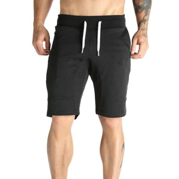 

sports shorts black gray men's zipper pocket casual elastic waist harem training jogger sport short pants outdoor running pants, Black;blue