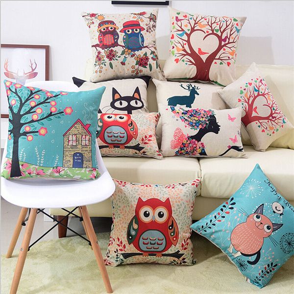 

art animal decorative cotton linen throw pillow case cushion cover sofa car