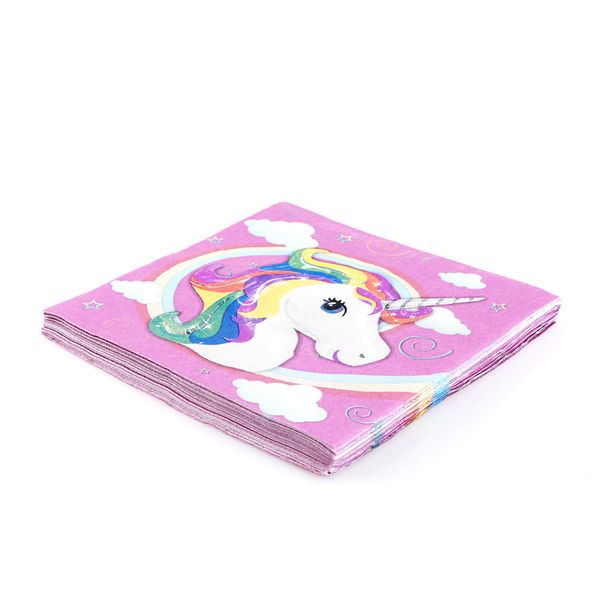 

20pcs / серия unicorn салфетки дети birthday party supplies unicorn бумага салфетки baby shower unicorn theme tissue партии посуда