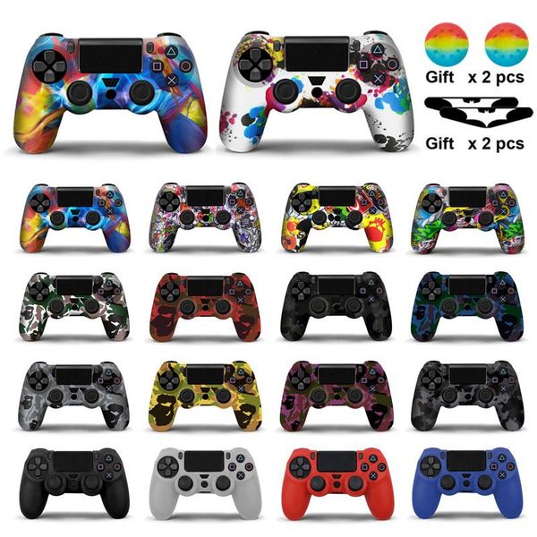 

colors silicone camo protective skin case for sony dualshock 4 ps4 ds4 pro slim controller thumb grips joystick caps